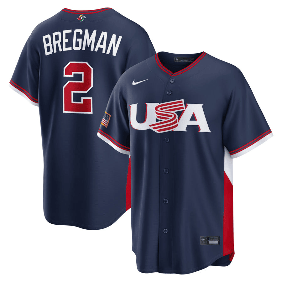 2 Alex Bregman Usa 2026 World Baseball Classic Road Stadium Jersey Team Usa Wbc 2026 Shirt