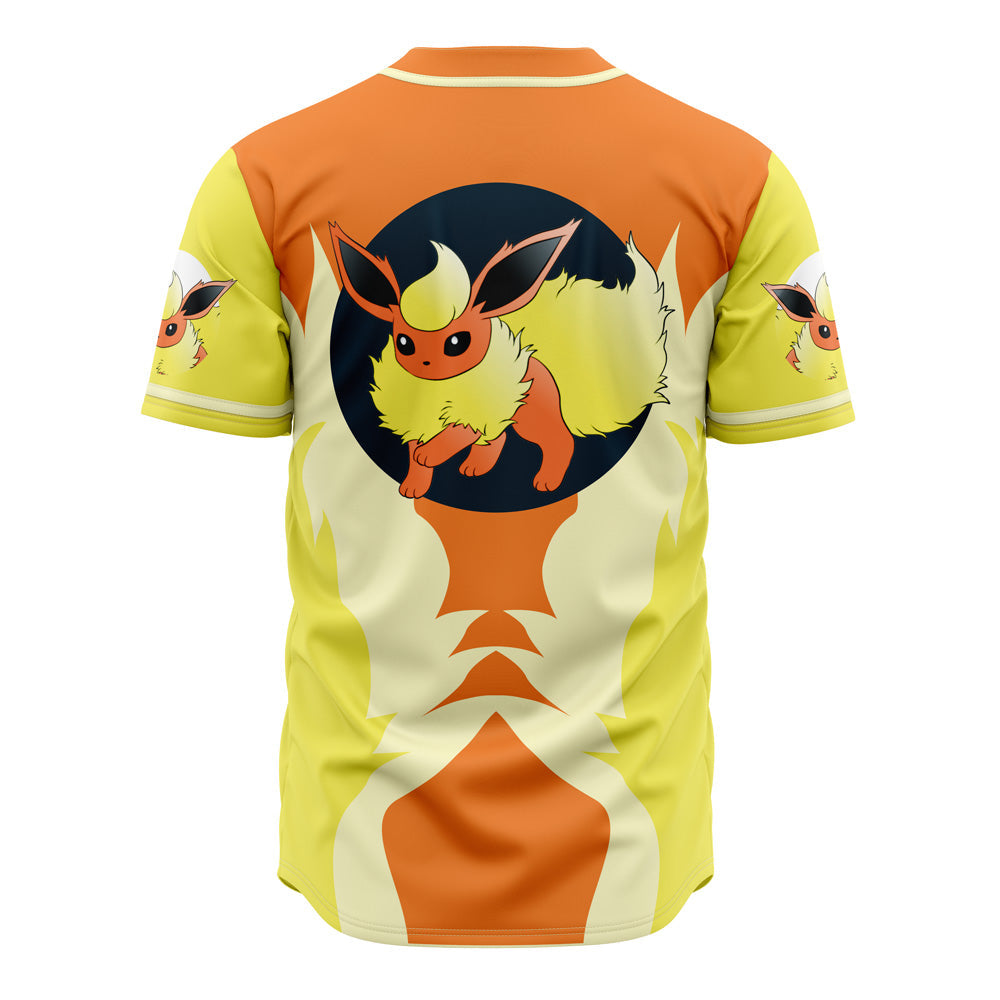 Flareon Anime Baseball Jersey - Vibrant Pokémon Fan Apparel For Gamers &amp; Collectors