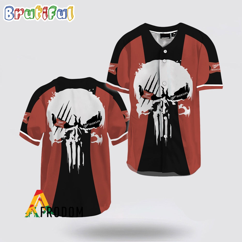 Ghost Head White Skull Miller High Life Baseball Jersey