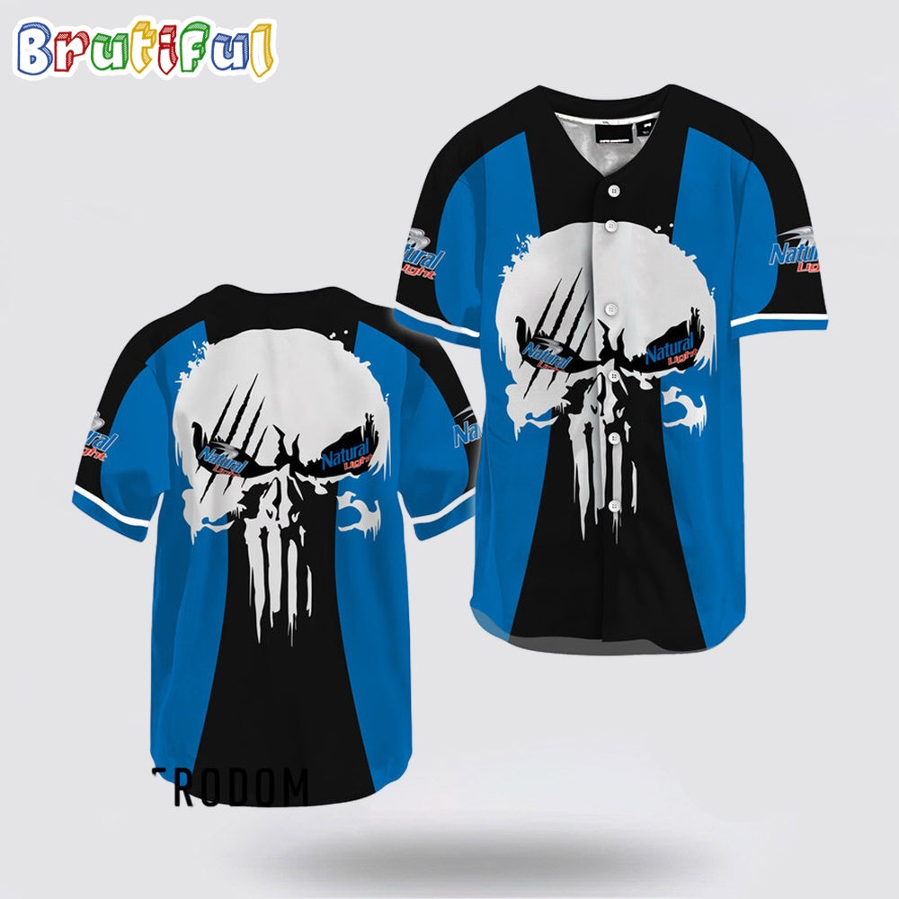 Ghost Head White Skull Natural Light Baseball Jersey