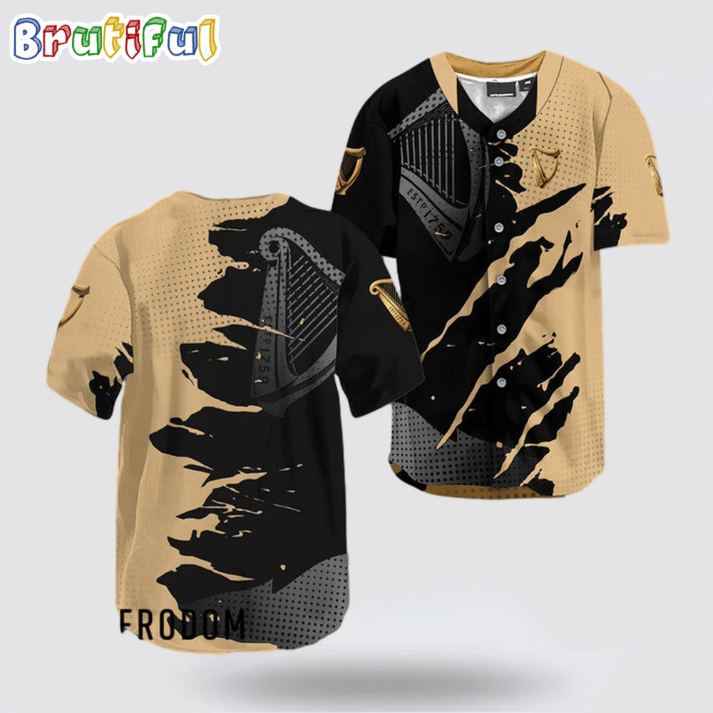 Guinness Beer Metal Crack Pattern Baseball Jersey