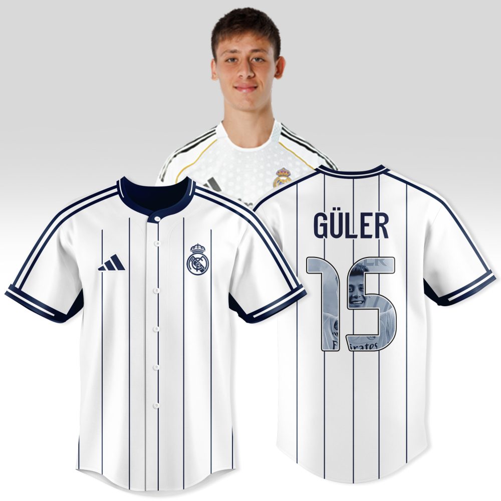 Real Madrid Home Jersey 2023/24 - Güler #15 - Official Adidas Soccer Kit